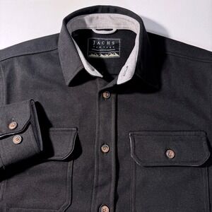 Jachs NY Mens Black Stretch Flannel Shirt Jacket Shacket S25C-Z05-XKZ Size S